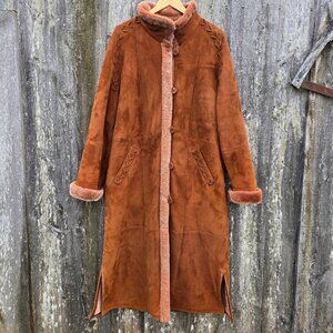 Vintage Turkis Tukku Penny Lane Shearling Sheepskin Coat Womens L Full Length